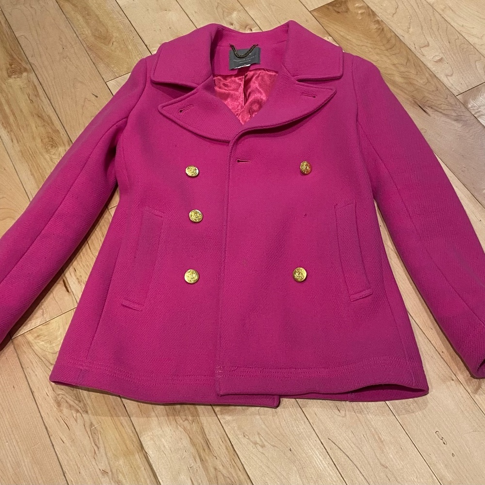 Jcrew stadium cloth pink pea coat